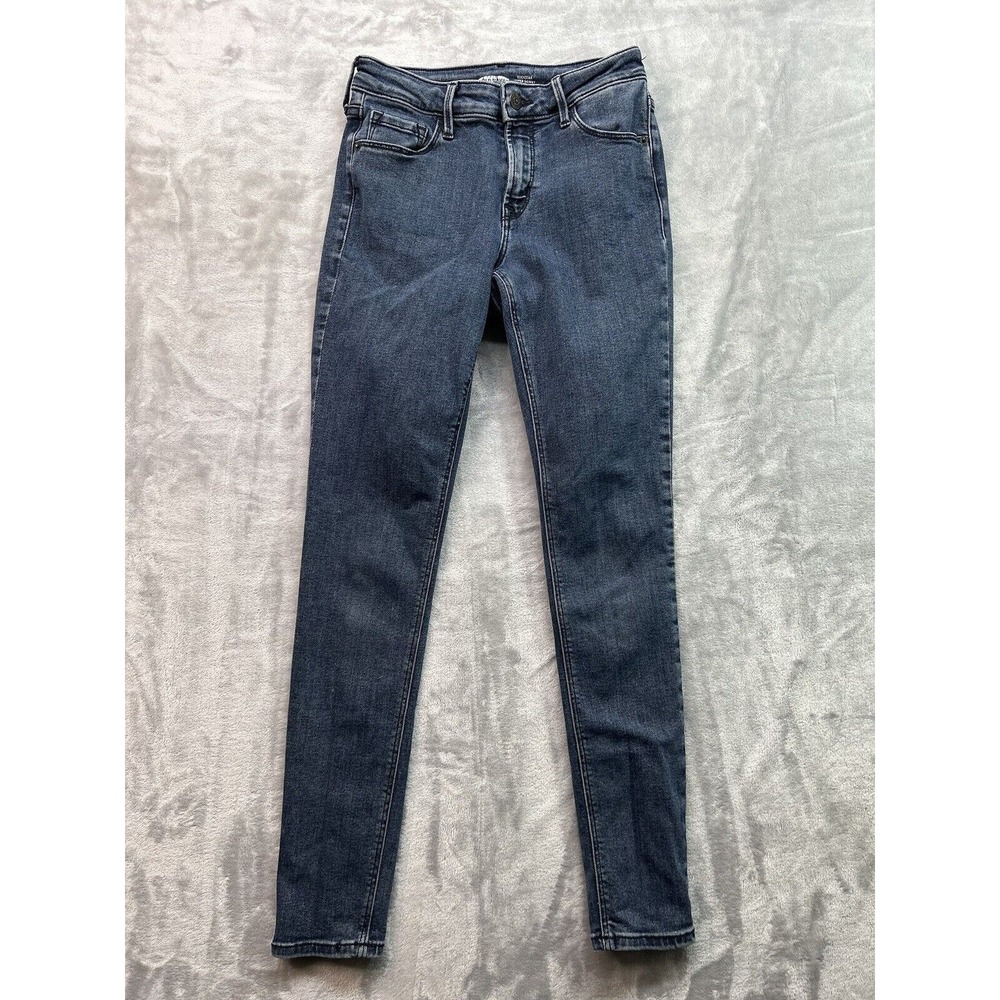 Old Navy Womens Sz 0 Rockstar Super Skinny Mid Rise Stretch Designer Jeans Blue